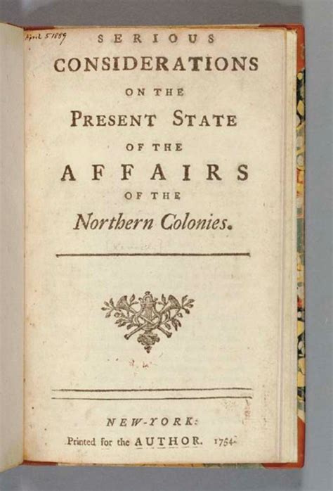 [ALBANY CONGRESS, 1754]. [KENNEDY, Archibald]. Serious Considerations ...