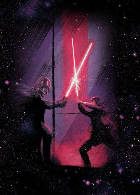 Official Star Wars Retro Darth Vader Vs Luke Skywalker #Displate ...