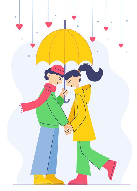 Couple in love characters. Loving people, happy woman man with umbrella 18926339 Vector Art at ...