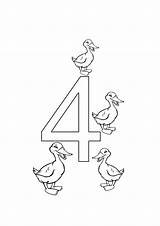 Number Four Coloring Page sketch template