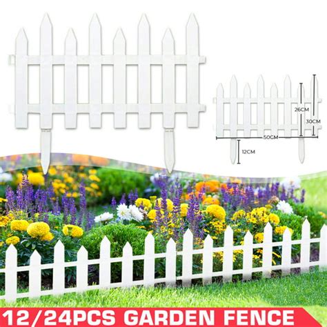 Pack of 12 Garden Picket Fence,20' Feet Plastic White Edging, Grass ...