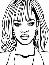 Simple Black And White Rihanna Coloring Page For Kids  AI sketch template