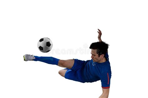 Close Up of a Football Action Scene with Soccer Player Kicks a ...