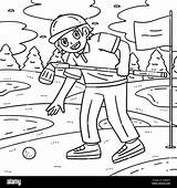 Golf Golfer Picking Up Ball Coloring Page For Kids Stock Vector Image  sketch template