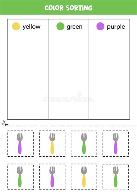 Sort Forks by Colors. Learning Colors for Children. Stock Vector - Illustration of fork, yellow ...