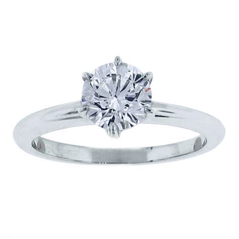Platinum six prong diamond solitaire | Pampillonia Jewelers | Estate and Designer Jewelry
