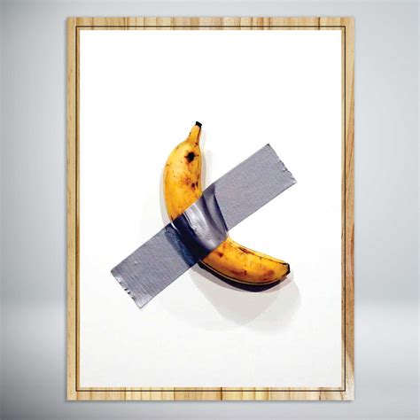 Banana Duct Taped to a Wall 3D Elevated Art Prints on Premium Pine Wood ...