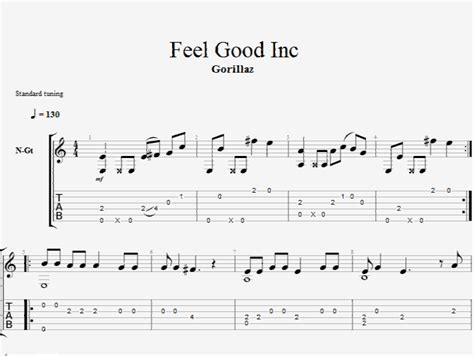 Feel Good Inc. for guitar. Guitar sheet music and tabs.