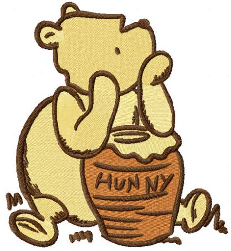 Classic Pooh with honey pot embroidery design