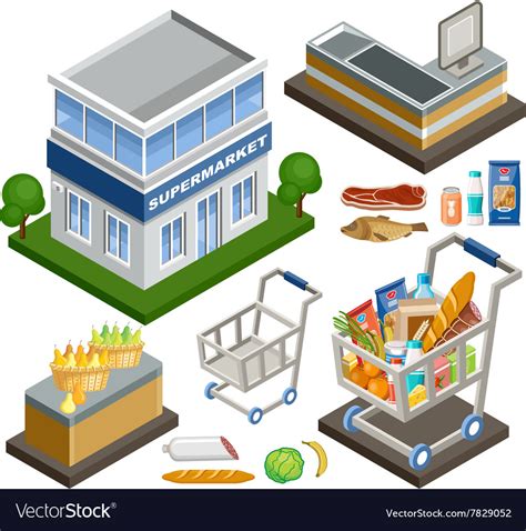 Isometric supermarket Royalty Free Vector Image