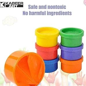 KABEER ART Set of 6 Non Toxic Finger Paint Bottles 30ml with Smooth, Mixable, Easy to Wash And ...