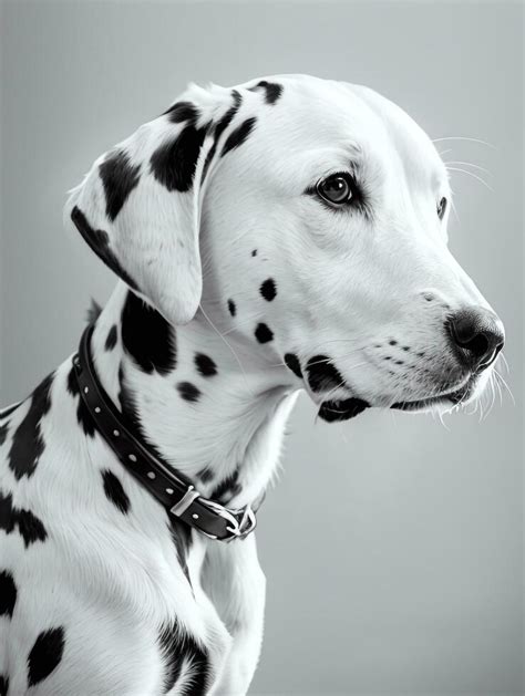 Happy Dalmatian Dog Black and White Monochrome Photo in Studio Lighting ...