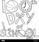 100th Day Of School Art Isolated Coloring Page Stock Vector Image &  sketch template
