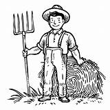 Premium Vector  A Farmer Holding pitchfork Standing coloring Pages sketch template
