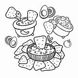 Mexican food coloring Page Nachos With Guacamole Tomato Salsa  sketch template