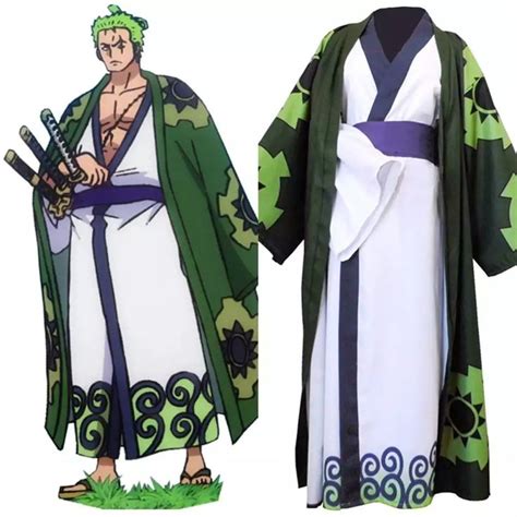 US $49.83 11％ Off | One Piece Roronoa Zoro Cosplay Costume Kimono Robe Full Suit | One piece ...