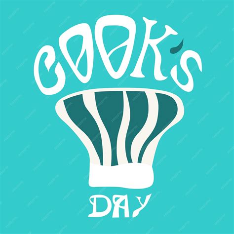 Premium Vector | Chefs cap and lettering cooking day art deco font