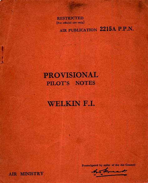 WESTLAND WELKIN - Flight Manuals