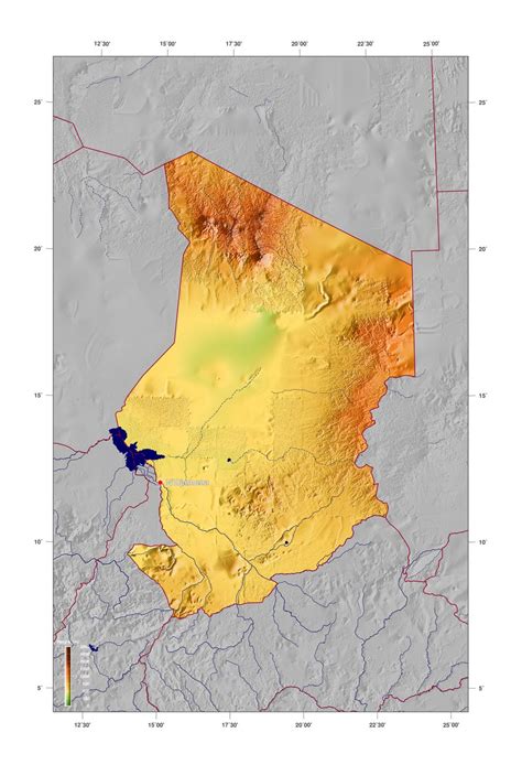 Detailed physical map of Chad | Chad | Africa | Mapsland | Maps of the World