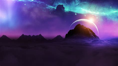 1360x768 Resolution Planet Rising Over Galaxy Desktop Laptop HD Wallpaper - Wallpapers Den