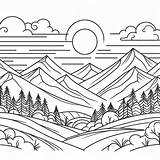 Nice Mountain Scene coloring Page  Download Print Or Color Online For sketch template