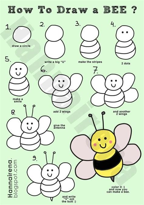 how to draw a simple bee | how+to+draw+a+bee.jpg | KindergartenKlub.com | Pinterest | Kid, Kid ...