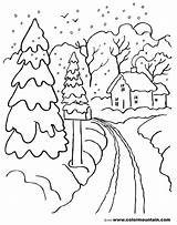 Winter Coloring Scenes Pages sketch template