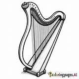 draw A harp Adult coloring Page Black And White — AI Coloring  sketch template
