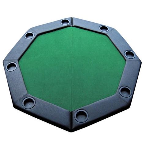 48″ Green Folding Octagon Poker Table Top w/ Cup Holders & Padded Rail ...