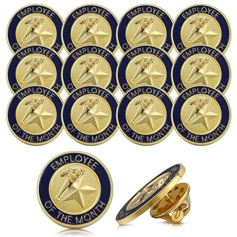 Buy 12 Pcs Employee of The Month Lapel Pin Excellence in Service Corporate Pin Employee of The ...