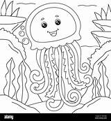 Jellyfish Coloring Page For Kids Stock Vector Image & Art  Alamy sketch template