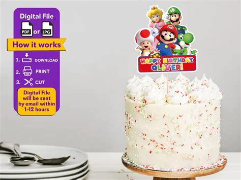 Super Mario Printable Cake Toppersuper Mario Birthday Party - Etsy