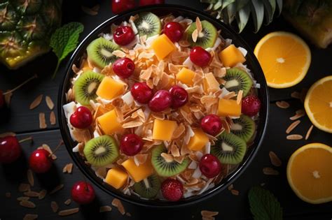 Premium AI Image | a bowl of cereals with a bowl of cereal and fruit.