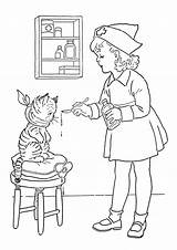 Enfermera Dando Medicina Al Gato para Colorear Imprimir E Dibujar  sketch template