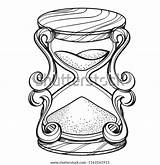 Vintage Hourglass Contour Illustration Coloring Template Stock Vector  sketch template
