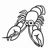 Lobster Coloring Outline Pages Clip Color Animal Printable Print  sketch template