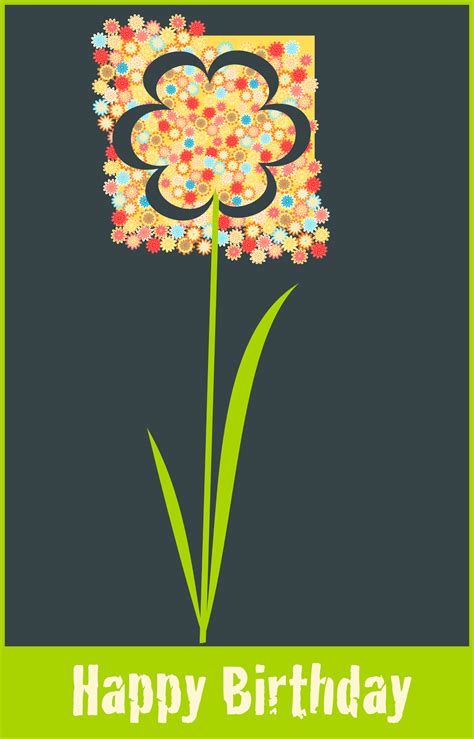 free printable huge flower happy birthday card – happy birthday art card – ausdruckbare Karte ...