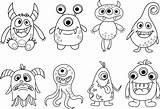Conjunto De monstruos Dibujos Animados Para colorear  Vector Premium sketch template