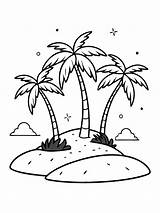 Desert Island coloring book Pages For Children And Adults With Vector  sketch template