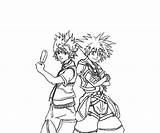 Sora And Riku From Kingdom Hearts Coloring Page  NetArt Heart sketch template