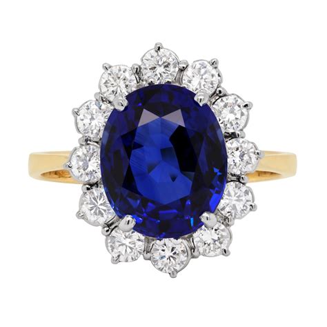 Vintage 18 Carat Gold Blue and Purple Sapphire and Diamond Cluster Ring ...