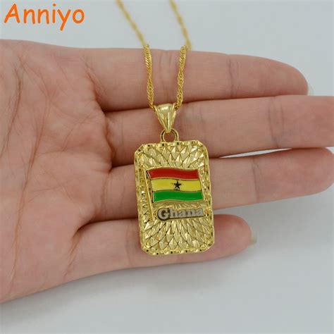 Anniyo Flag of Ghana Pendant Necklace Gold Color Ghana Flag Jewelry #005711 | Pendant necklace ...