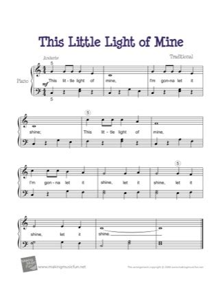 This Little Light of Mine - Kids Free Piano Sheet Music PDF