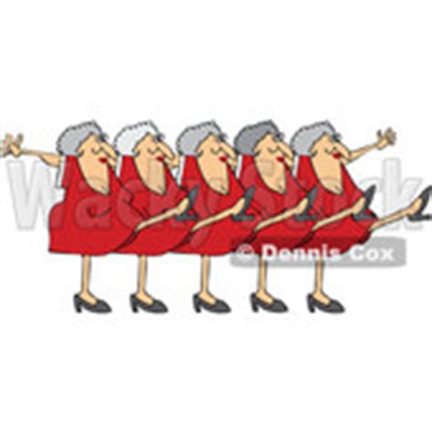 Cartoon Of A Chorus Line Of Old Ladies Dancing The Can Can - Royalty ...