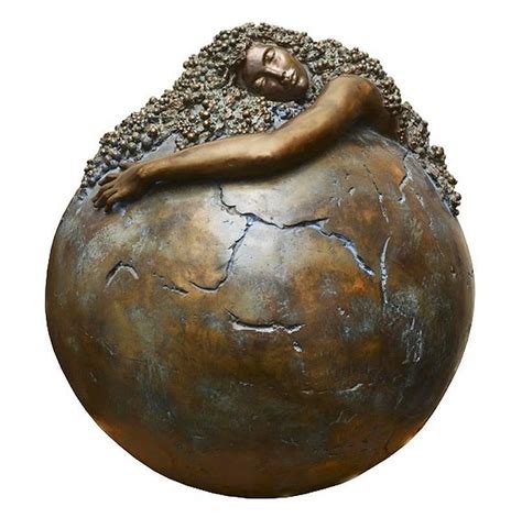 Unique Sculpture Woman Earth Globe Bronze For Sale at 1stdibs