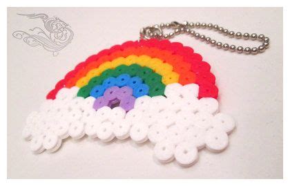 Rainbow Perler Bead Keychain | Beaded keychains, Perler beads, Perler beads designs