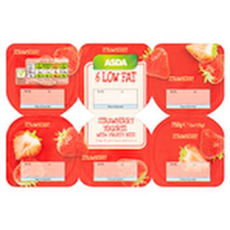 Calories in Asda Chosen by You Low Fat Strawberry Yogurt 6 x 125g (750g), Nutrition Information ...