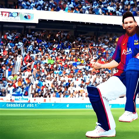 Messi Playing Cricket · Creative Fabrica