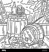 Pirate Rum And Barrels Coloring Page For Kids Stock Vector Image & Art  sketch template