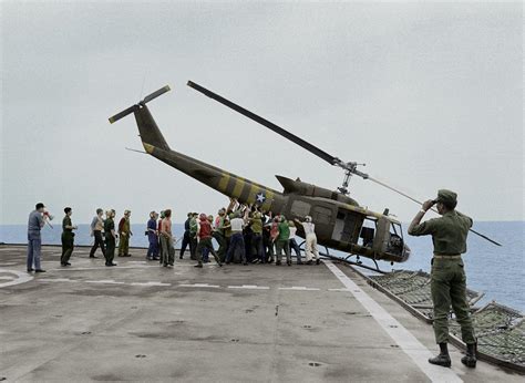 One of Many Hueys Pushed Overboard During the Evacuation of Saigon - April 30th, 1975 [CCW] : r ...